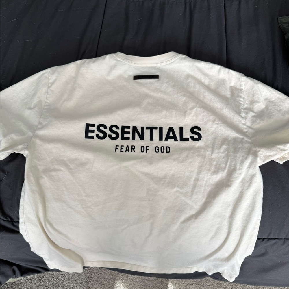 Fear of God ESSENTIALS Cream White with Black Back Logo